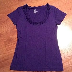 Gap Purple T-Shirt w/Ruffle Detail